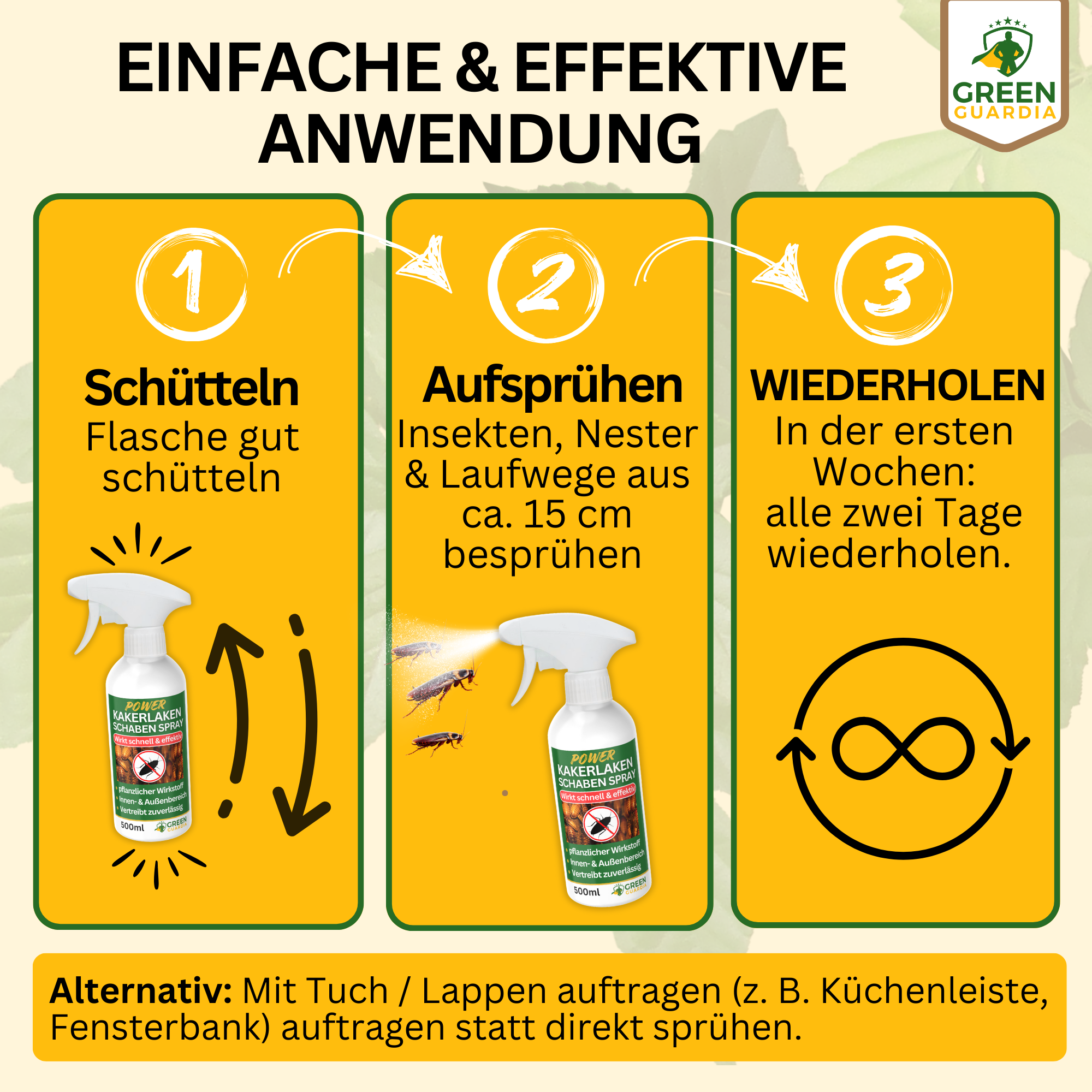 Kackerlacksavvisande spray med kraftfullt koncentrat