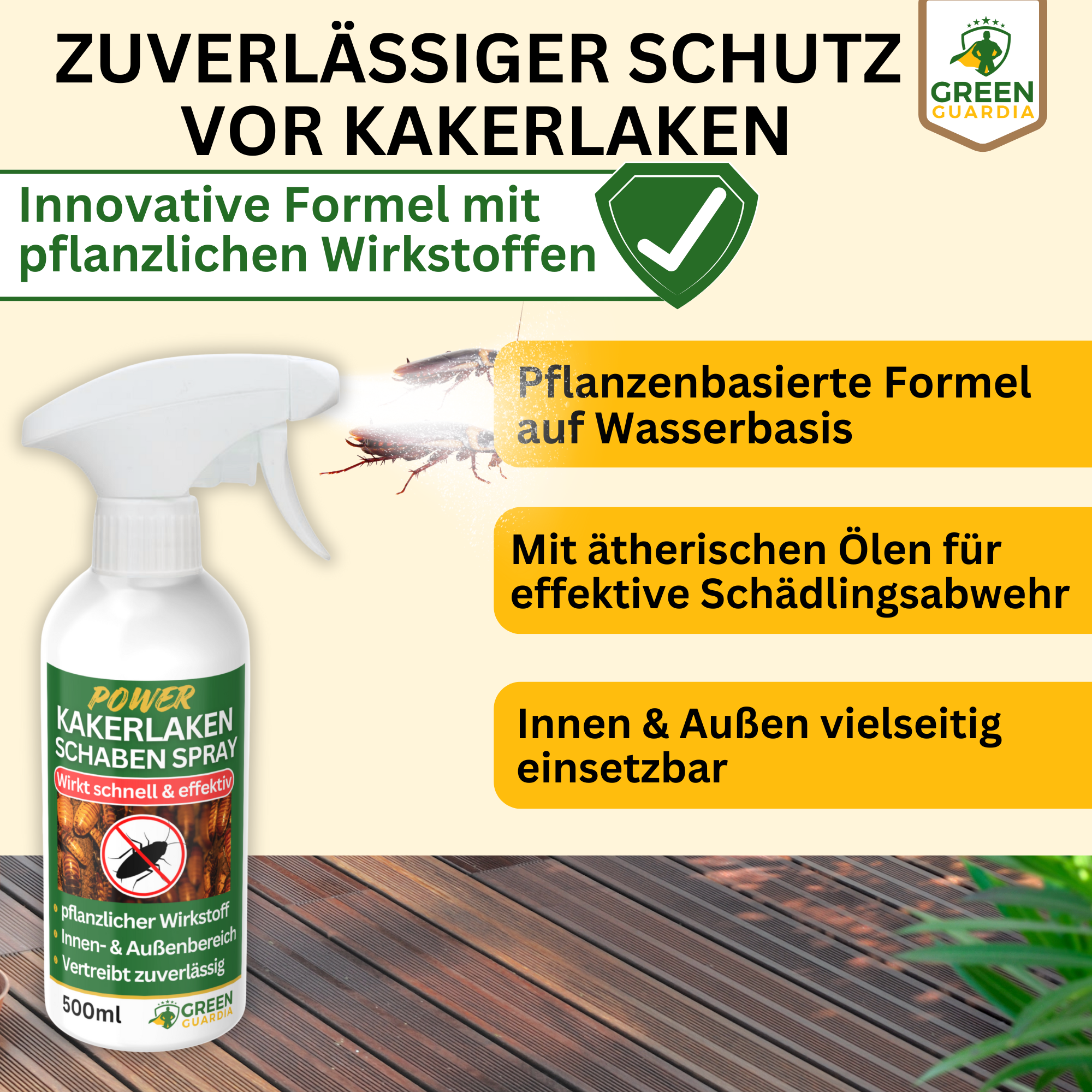 Kackerlacksavvisande spray med kraftfullt koncentrat