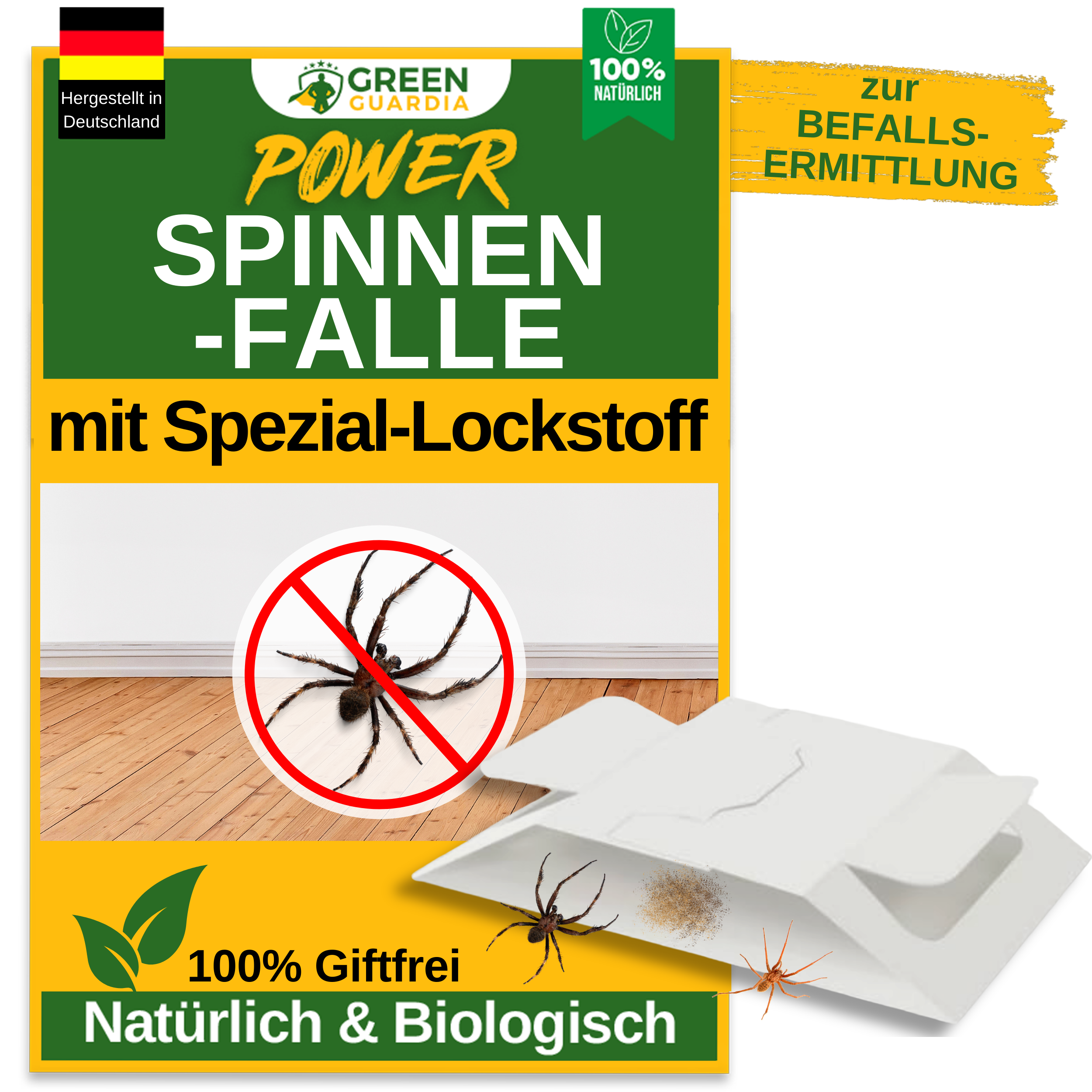 Spindelfälla med speciellt lockmedel