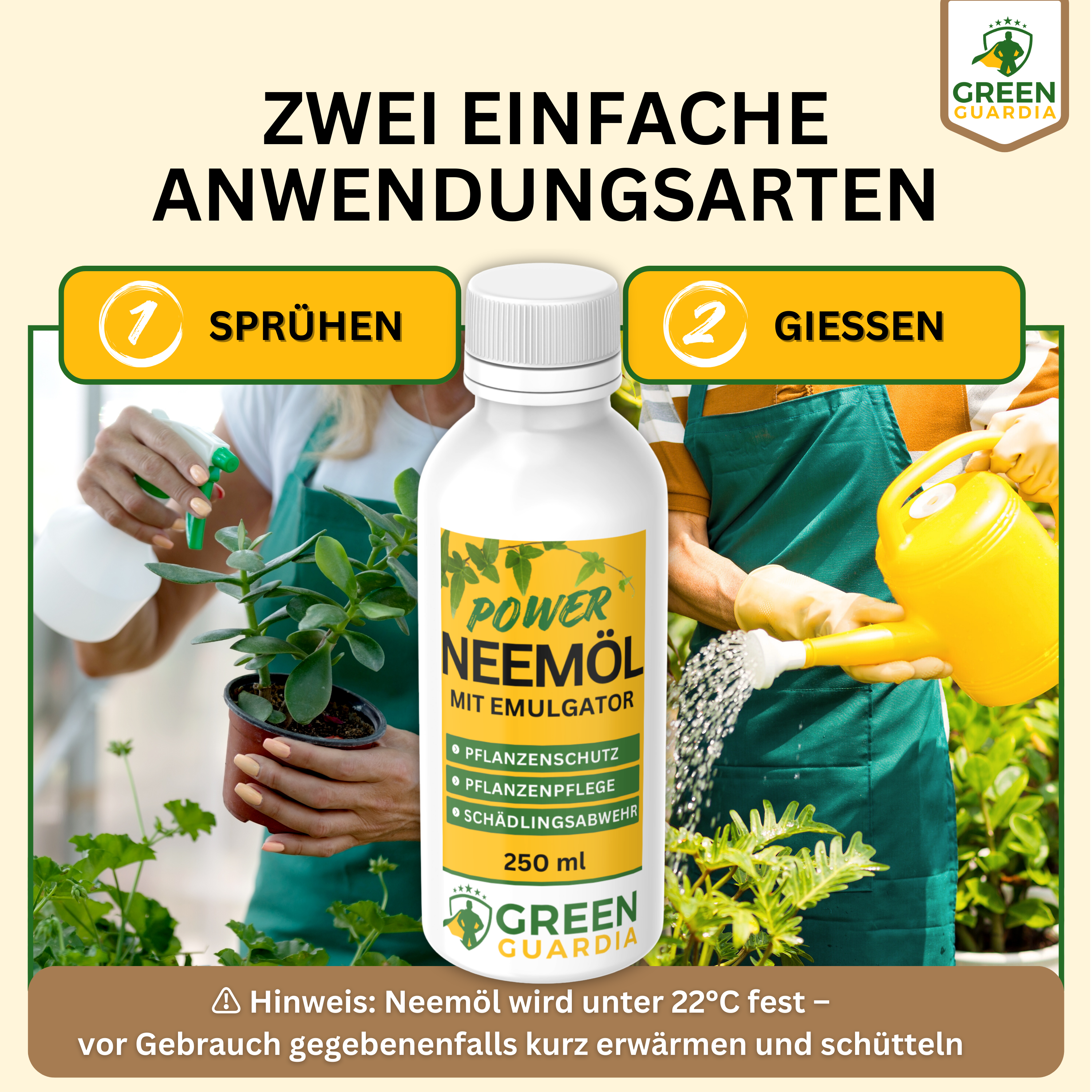 Power Neem-olja med emulgeringsmedel för krukväxter och trädgård