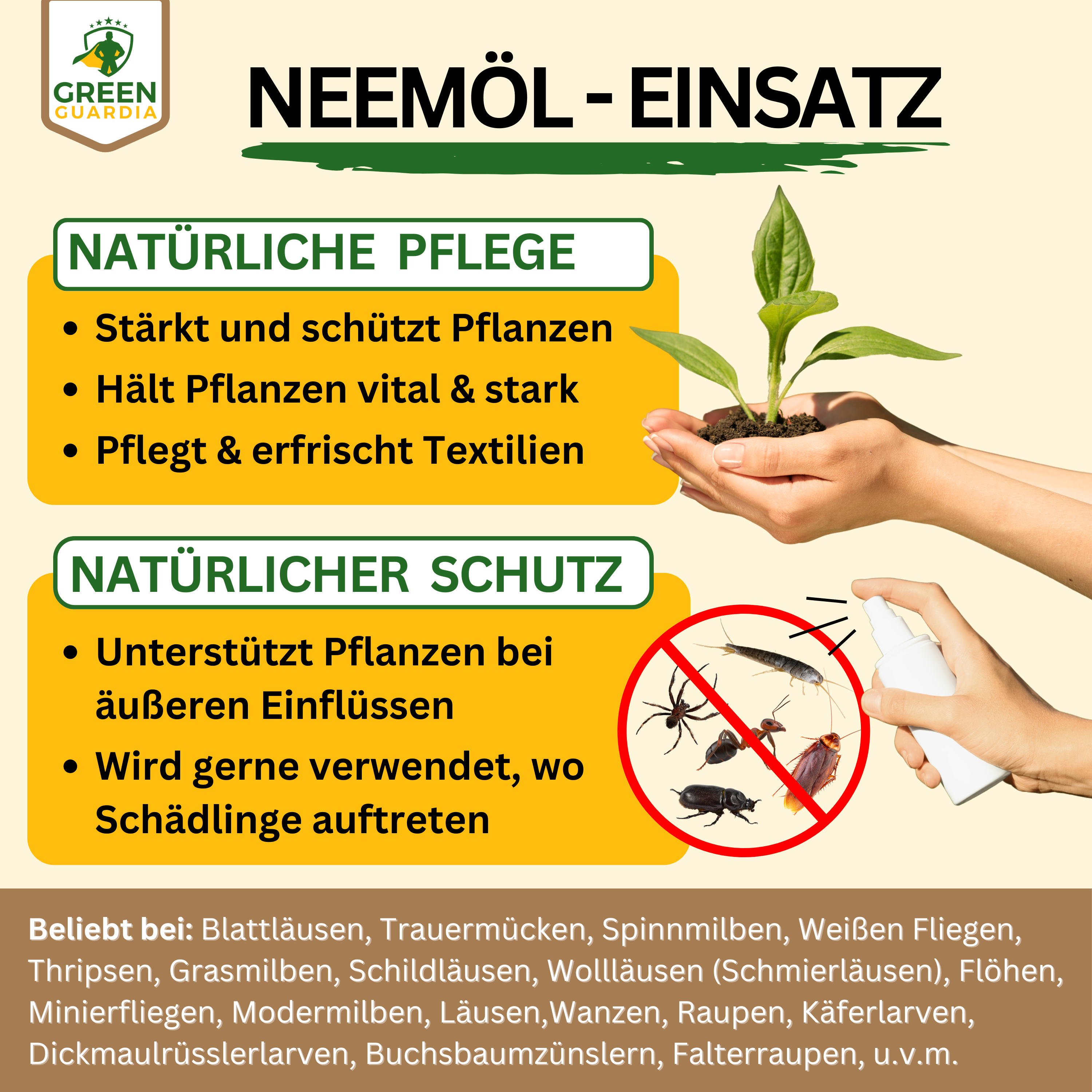 Power Neem-olja med emulgeringsmedel för krukväxter och trädgård