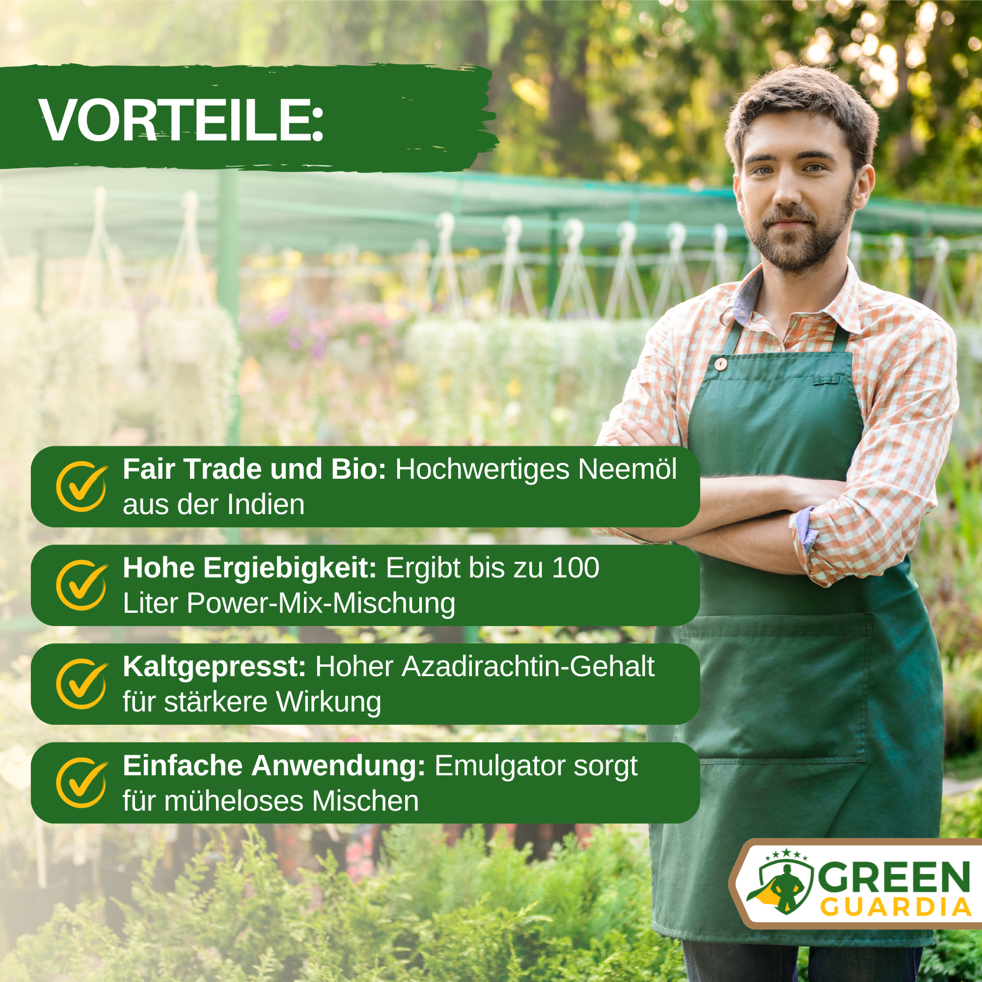 Power Neem-olja med emulgeringsmedel för krukväxter och trädgård